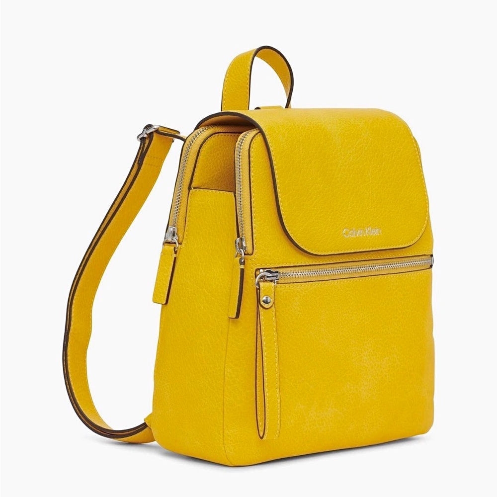 Calvin Klein Mini Backpack Daffodil Yellow Garnet Triple Compartment